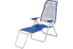 SAL MAR Sedia Poltrona Sdraio MOD cordonata Colore Blu in Metallo Schienale Regolabile