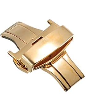 18mm Herren Damen Butterfly Faltschließe Doppelfaltschließe Edelstahlschließe für Lederbänder Uhren-Armband Uhrenarmbänder...