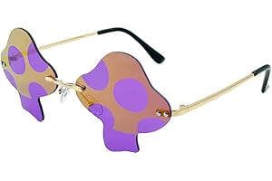 Aiweijia Forme du champignon Pas soign Sans frontière Métal Lunettes de soleil La fête La veille d'Halloween Ultraviolet 400 Protection Femmes Hommes