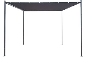 Defacto Pergola Pavillon 3x3 m, Wandpavillon UV Schutz - Terrassenvordach und Sonnensegel Metall, Gartenpavillon Überdachung Partyzelt, Gartenzelt Balkon - Terrasse Terrassenpavillon (GRAU)