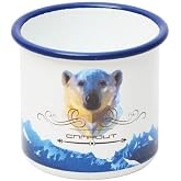 CAMPOUT Enamel Mug White Bear, Durable Camping Equipment, Camping Accessories, Outdoor Sports, Outdoor Sports, Hiking, Glaze