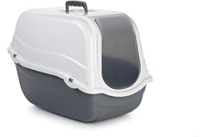 Beeztees Romeo Bac à Litière pour Chat Gris/Blanc 54 x 33 x 42 cm