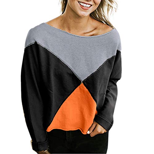Npradla Women Fashion Strapless Long Sleeve Patchwork T Shirt