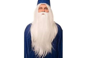 BALINCO Mago Periquecke en blanco en un conjunto con barba blanca para hombres y mujeres Mago Gandalf Merlin Carnaval