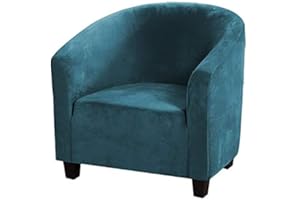 ele ELEOPTION Soft Velvet Tub Chair Covers - Stretch Club Chair Cover Bucket Chair Covers Armchair Slipcovers for Bar Counter Living Room Dining Room Reception (Peacock Blue)