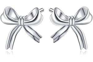 Reffeer 925 Sterling Silver Bow Stud Earrings for Women Teen Girls Cute Earrings Bowknot Earrings Ribbon Studs