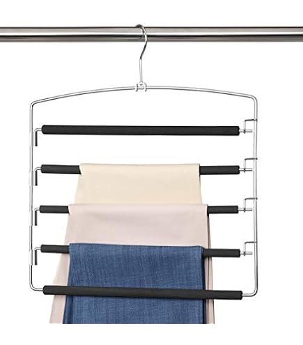 Hosenbügel 2 Stück – 5-stöckig, Platzsparend, Mit Schwingarm, Für Hosen, Jeans, Leggings, Aus Metall