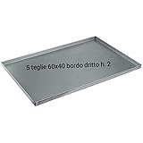 G.T. INOX Set 5 Pezzi - TEGLIA da Forno Professionale in LAMIERA ALLUMINATA 60 X 40 PARETI DRITTE Altezza 2 CM