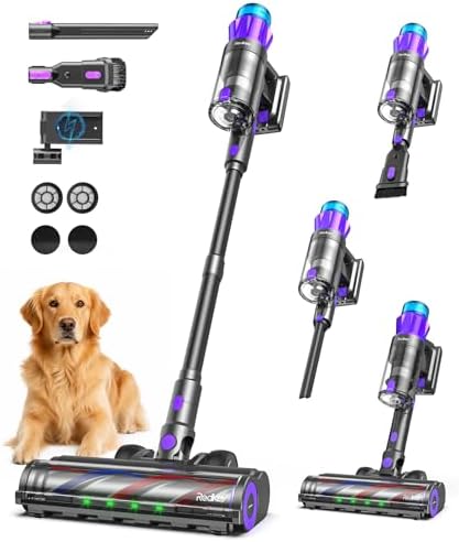 Redkey P9 Pro Aspirapolvere Senza Fili 68KPa/650W/80Min, Scopa Elettrica Senza Fili Potente Verticale con Antigroviglio, Display LED, Aspirapolvere per Animali/Pavimenti/Tappeti/Auto/Capelli