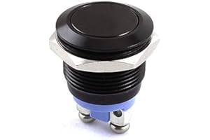 Bestgle 19 mm 3/4" Interrupteur à Bouton-poussoir Momentané en Métal 3A / 250V AC SPST 1NO Interrupteur de Voiture Industrielle -Coque Noire