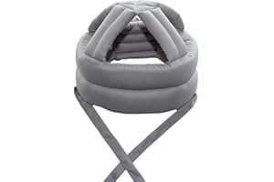 GEAKV Elderly Safety Helmet - Anti Shock, Anti-Fall Cap, Soft Breathable Sponge Hat, Adjustable Elder Head Protection Cap with Chin Strap (Grey)