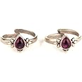 Shaya by CaratLane Feeling Andamaina Pink Stone Oxidised Adjustable Toe Rings For Women in 925 Silver