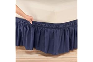 UYEOCO Gonna da Letto Elasticizzata Avvolgente Matrimoniale/Singolo/Piazza e Mezzo Tinta Unita Gonna Letto con Volant Gonna da Letto Facile da Installare da 38 cm (Color : Navy Blue, Size : 180 * 200+38cm)