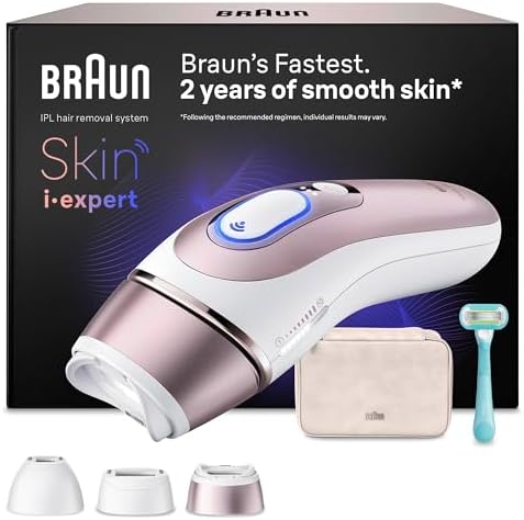 Braun Skin I·Expert Epilatore Luce Pulsata Smart, Epilazione Laser Peli Donna A Casa, Riduzione Permanente Dei Peli, App Gratuita, Pochette, Rasoio Gillette Venus, 3 Testine, PL7311