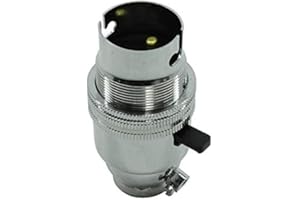 K M Electronics® Silver Chrome Switched LAMP Light Bulb Holder BC Bayonet Cap 1/2" Screw Thread
