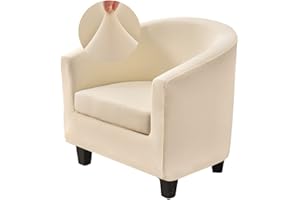 Highdi Sesselschoner Sesselbezug 2-Teilig Weiches Stretch-Spandex Einfarbig Sesselüberwurf Sesselhusse, Tub Chair Covers Cocktailsessel Clubsessel Loungesessel (Beige)