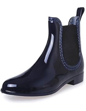 MStar Damen fashionable Regenstiefel Kurzschaft Stiefeletten bequem Gummistiefel Reitstiefelette Rain Boot in...