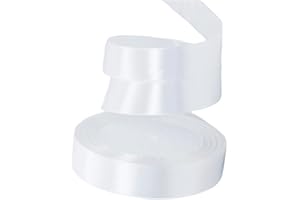 XEANCO 20mm Satin Ribbon 22 Meter, Polyester Ribbon, Enhance Your Crafts & Celebrations, Best for Gift Wrapping, Decorations, Wedding Car Ribbon, Ribbons for Crafting (White)