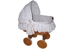 Babymajawelt® Stubenwagen Bezug TRAUMHAFT - XXL -Bollerwagen Ersatzbezug weiss (weiss-gold)