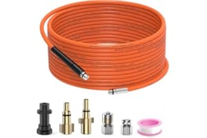 OHAYORI 15M Pressure Washer Drain Pipe Hose Cleaning Kit with Jet Nozzle and Rotating Jet Nozzle for Karcher K Serie K2 K3 K4 K5 K6 K7, Sewer Jetter Hose with Adapter for LAVOR and Bosch AQT