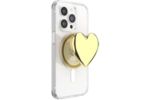 PopSockets Phone Grip for MagSafe with Kickstand, Magnetic Stand, Swappable Top, Secure Hold for iPhone MagSafe Cases, Phone & Tablet Grip - Enamel Heart of Gold