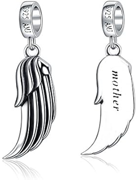Mutter Tochter Engel Flügel Anhänger 925Sterling Silber Charms für Armbänder Halskette Mom Weihnachten Geschenk...