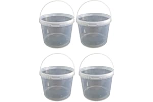 ‎SILPLAST 4 x 5 Liter Eimer mit Deckel transparent, stapelbarerer Milch-/Vorratseimer, Honigeimer Kunststoffeimer mit Lebensmittelfreigabe, Lebensmittelechte Behälter, Leereimer für Mehl, Wassereimer, 4 Stück