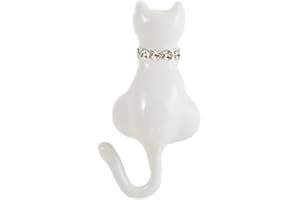 BA BIJOU-ART Spilla gatto bianco smaltata cristalli placcato argento dipinto a mano OFFERTA SPECIALE