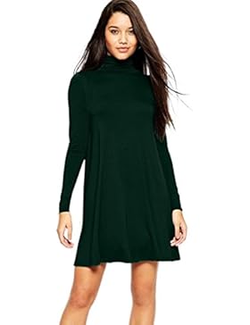 Honestyi Damen Rollkragen Polo Rollen Hals Lange Ärmel Swing SkaterKleid Casualkleider Partykleider Tops T-shirt...