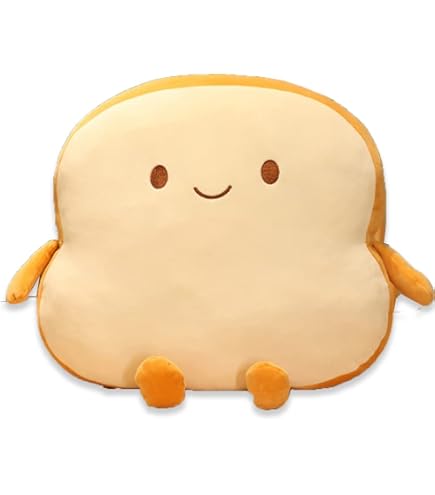 Coussin Peluche Pain Grillé NatureMan - Décoration Mignon Pour Chambre Enfant/Adulte, Doré