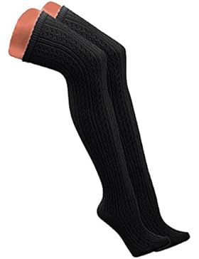 Overknees Damen Strick Overknee Strümpfe Häkellook - MB2773 - perfekter Sitz mit höchsten Tragekomfort - Onesize