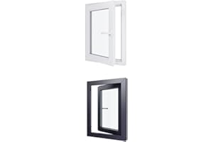 HEXA'FEN Fenetre PVC - LxH 600x800 mm - Triple vitrage,Fenetre PVC - Anthracite extérieur Blc intérieur Poignée A Droite