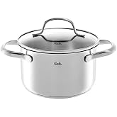 Fissler San Francisco/Paslanmaz &Ccedil;elik Tencere (1,9 L - &Oslash; 16 cm) Cam Kapaklı Tencere, D&ouml;kme Kenarı, &Ouml;l&ccedil;&uuml;m &Ouml;l&ccedil;eği - İnd&uuml;ksiyon
