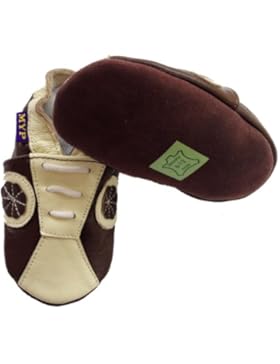 LadyMYP© Krabbelschuhe, Lernlaufschuhe, Lederpuschen: Turnen, Rot/Blau/Braun