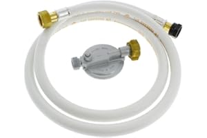 HOME EQUIPEMENT Tuyau gaz butane avec detendeur 1m50 validité 10 ans pour Barbecue,Cuisiniere, Plaque de cuisson ... 08164150B 90140 pour Cuisinière