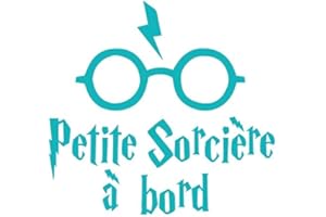 ADZIF.BIZ LE STICKER DE DECORATION Sticker Bébé à Bord - Petite Sorcière à Bord - Dimensions 16,3 x 15,4 cm - Couleur Turquoise - Aspect Brillant - Protection Anti UV