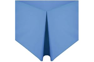 LOOMS & LEAVES 100% POLY COTTON PLAIN DYED PLATFORM BASE VALANCE BOX PLEATED SHEETS IN (MID BLUE, SINGLE)