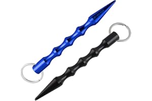 Gobesty Kubotan, 2 piezas Kubotan autodefensa, llavero de refuerzo de presión, llavero de autodefensa, mango de eje, 14 cm de largo, armas de autodefensa legales (negro azul)