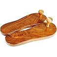 Billion Deals Traditional Khadau Wooden Sandals/Charan Paduka, Slipper Chappal for Auspicious Occasions made of Mango Wood 10.5 Inches approx, Brown, 23