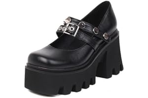 RAAXOLA Scarpe da Donna Mary Jane con Plateau Punta Dolce Caviglia Lolita Scarpe con Plateau Gotiche Décolleté Scarpe con Plateau robuste Scarpe Eleganti in Vernice per Feste da Indossare Tutti i Giorni