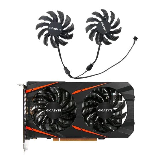 Gigabyte Original Replacement Fan for 1660 RX470 RX480 RX570 RX580 Gaming Graphics Card Cooler Fans (2pcs) 85mm x 85mm x 15mm, for Gigabyte Windforce 1060/1070/1080 VGA Cards, Desktop, Laptop