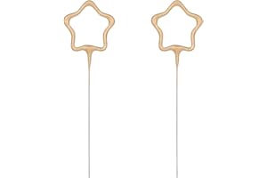 ‎PARTYDECO Wunderkerzen Hochzeit Stern 16x5cm 2er Set - Sternspritzer in Sternform für Vintage Hochzeitsdeko Feuerwerk Gold