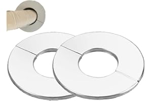 LIPFER 2 Piezas Cubiertas De Pared De Tubería De Agua De Acero Inoxidable Cubierta Decorativa De Ducha Autoadhesiva Accesorios De Baño De Acabado Cromado 100x42 Mm