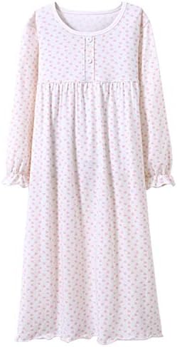 AllmeingeldGirls' Princess Nighties Heart Print Nightgowns Long Sleeve Sleepwear for 3-12 Years