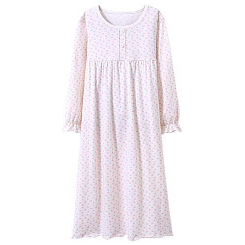 AllmeingeldGirls' Princess Nighties Heart Print Nightgowns Long Sleeve Sleepwear for 3-12 Years