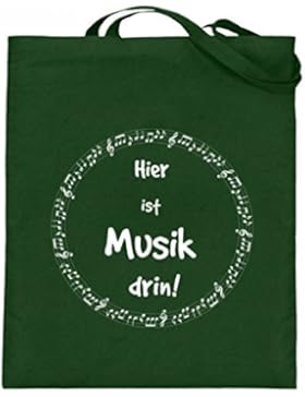 Hochwertiger Jutebeutel (mit langen Henkeln) - Musiker Noten-Tasche perfekt als Geschenk für jeden Musiker in...