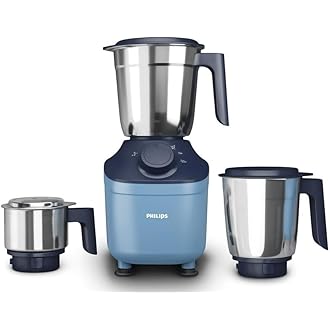 Philips HL7773/01 800-Watt Mixer Grinder with MicroGrind Technology | 3 Stainless Steel Jars (1.5L, 1L, 0.3L) | 3-Speed Control | Durable Plastic Body
