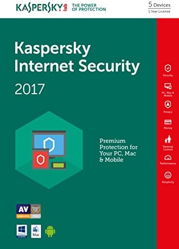 Kaspersky Internet Security 2017 | 5 Devices | 1 Year | PC/Mac/Android | Download