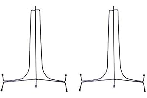 HCHLQLZ Large Plate Stands for Display - 12 Inch Black Iron Easel Holders - Ideal for Decorative Plates, Picture Frames, Platters, Boards and Art - Adjustable and Foldable - 2 Pack