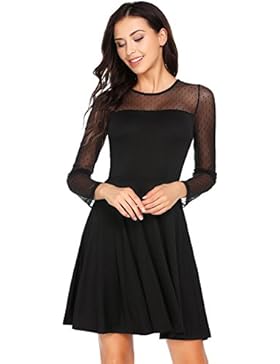 ACEVOG Damen Elegante Langarme Kleider Tüll A-Linien Minikleid Festliches Brautjungfernkleid Abendkleid Partykleid...